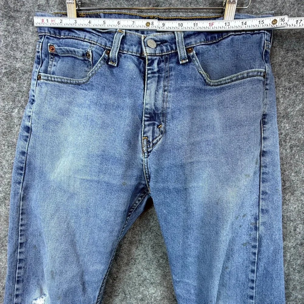 Levi's 505 Jeans Mens 32 Blue Denim Medium Wash Mid Rise Straight Leg Distressed